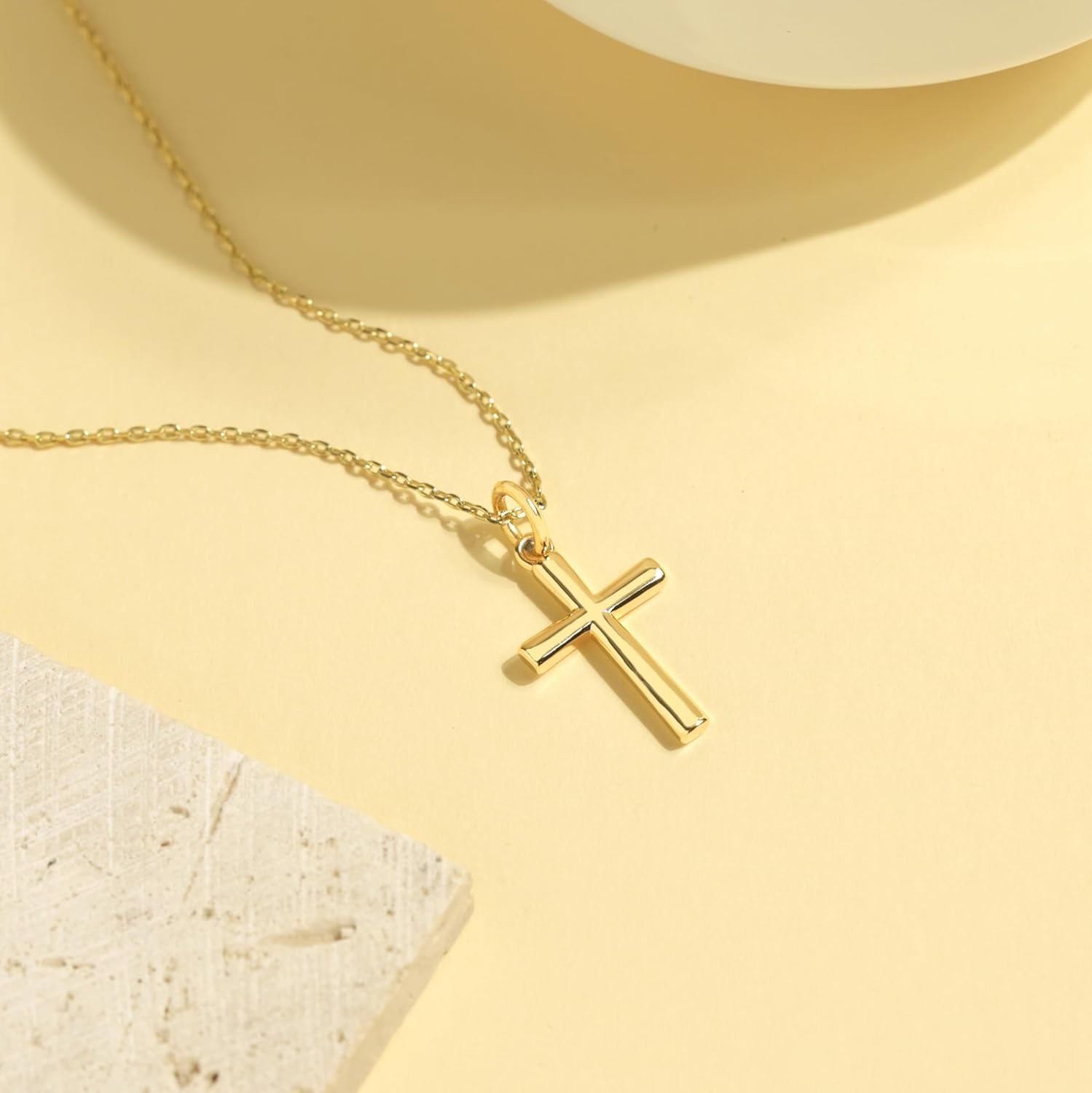 14K Gold Cross Pendant Necklace for Women Minimalist Jewelry with Dainty Charm Elegant Chain for Daily Gift Use - Image 7