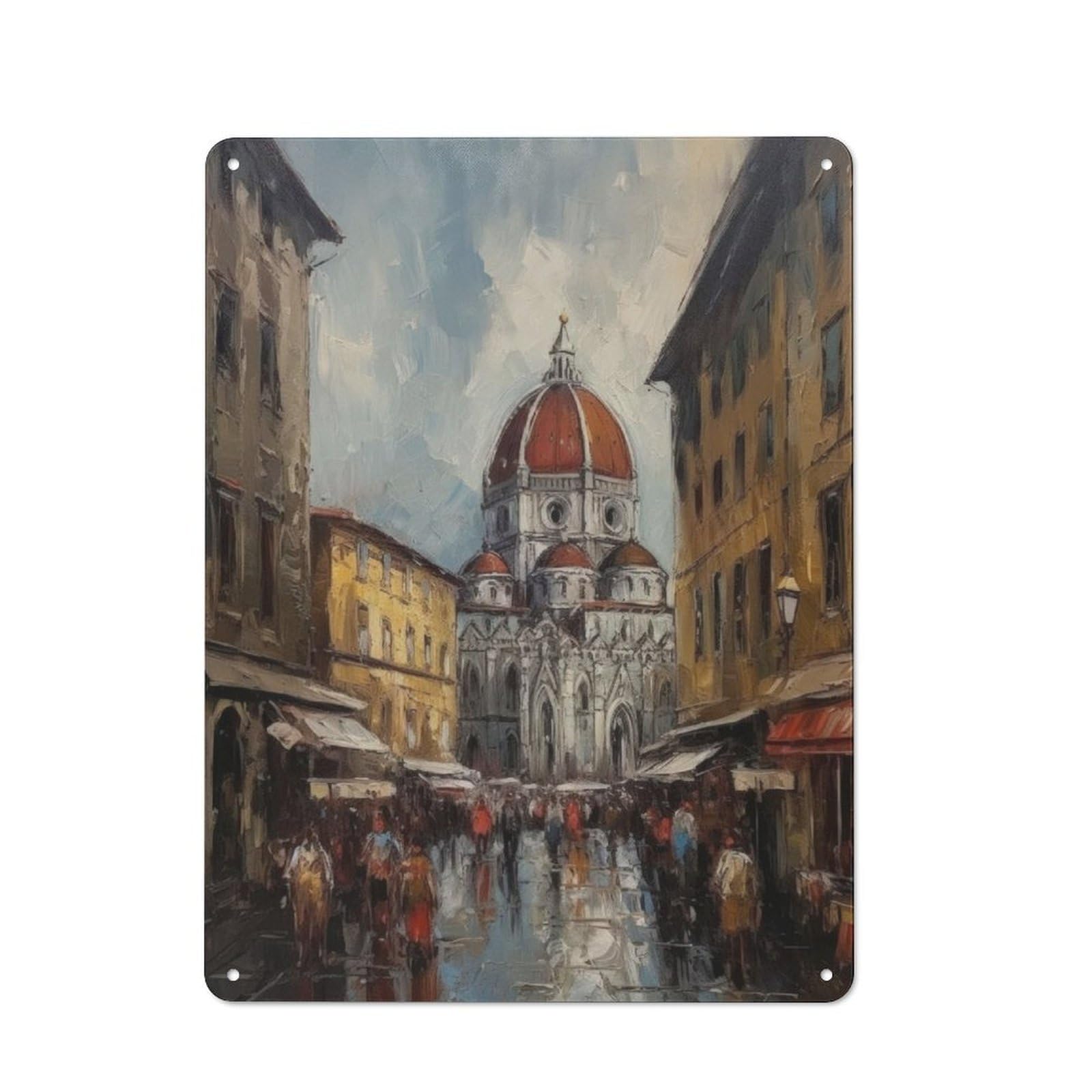 Junmoney Florence City Of Art Italy Tin Wall Plaque 40X30cm With For Studio Or Craft Room, For Cooler-Season Styling In Studio And Craft Room