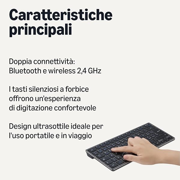 Amazon Basics Tastiera wireless per tablet, portatile, compatibile con PC, MacOS, laptop, smartphone, tablet - 2