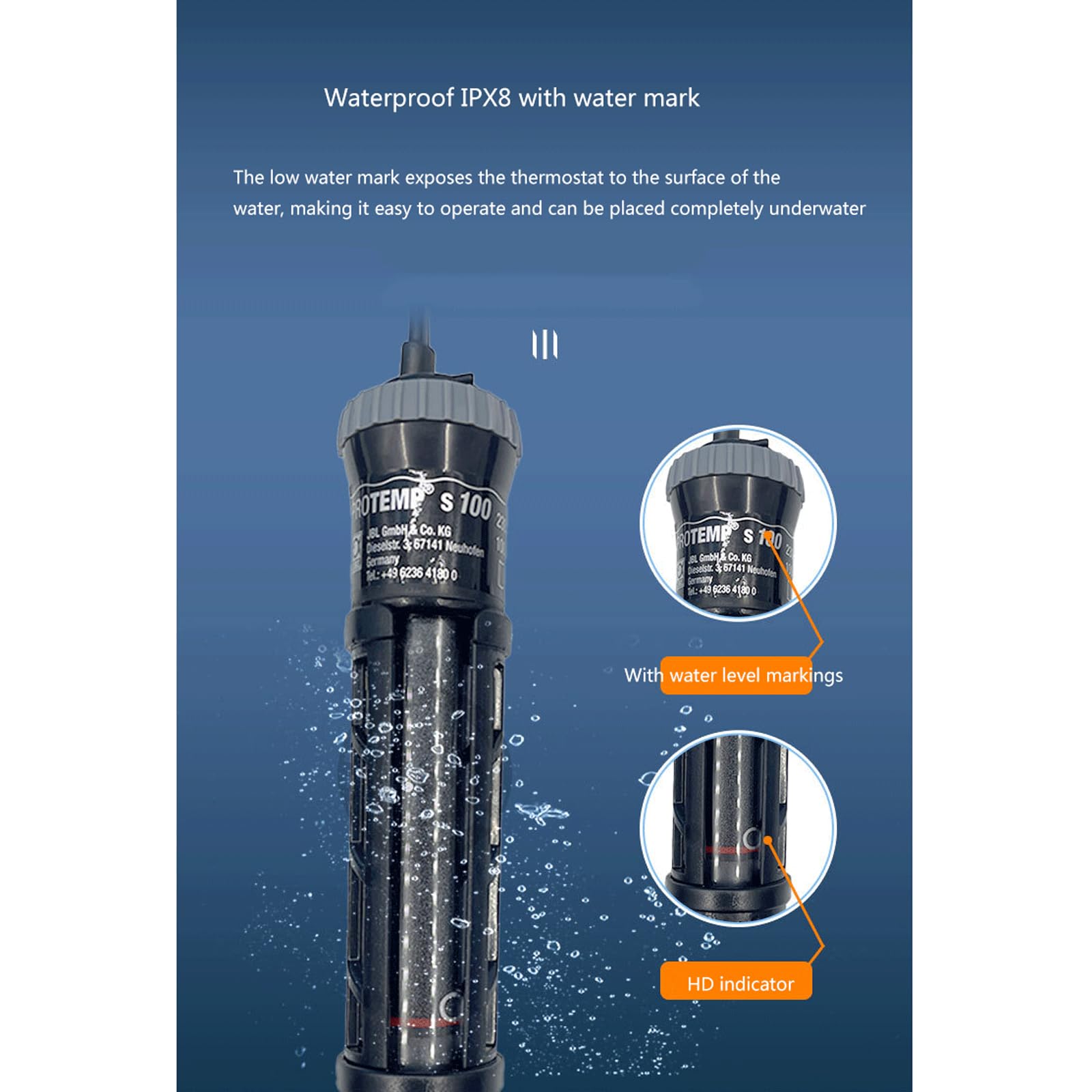 Calentador De Tanque De Pescado Varillas Termostato De Acuario A Prueba De Explosiones con Funda Protectora,100W