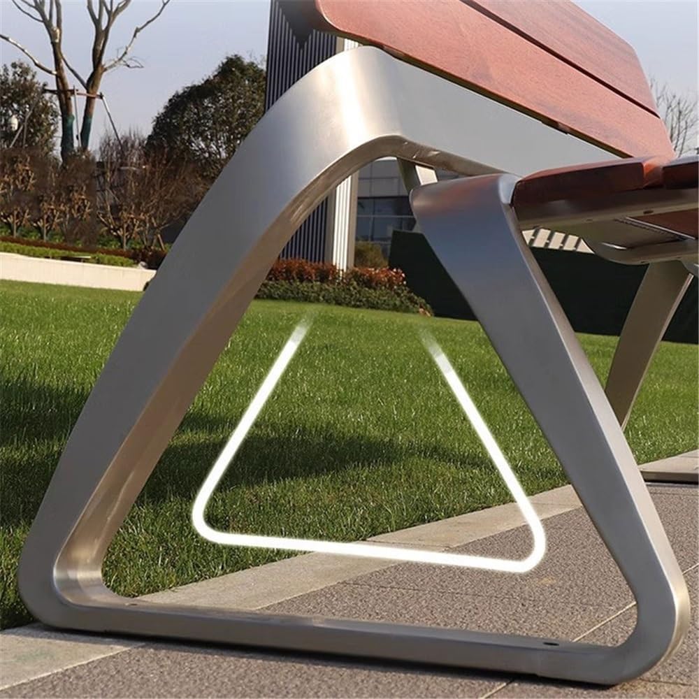 Garden Bench Garden Double Bench, Outdoor Stainless Steel Backrest Chair, Park Terrace Leisure Wood Seating Outdoor Bench(Small)