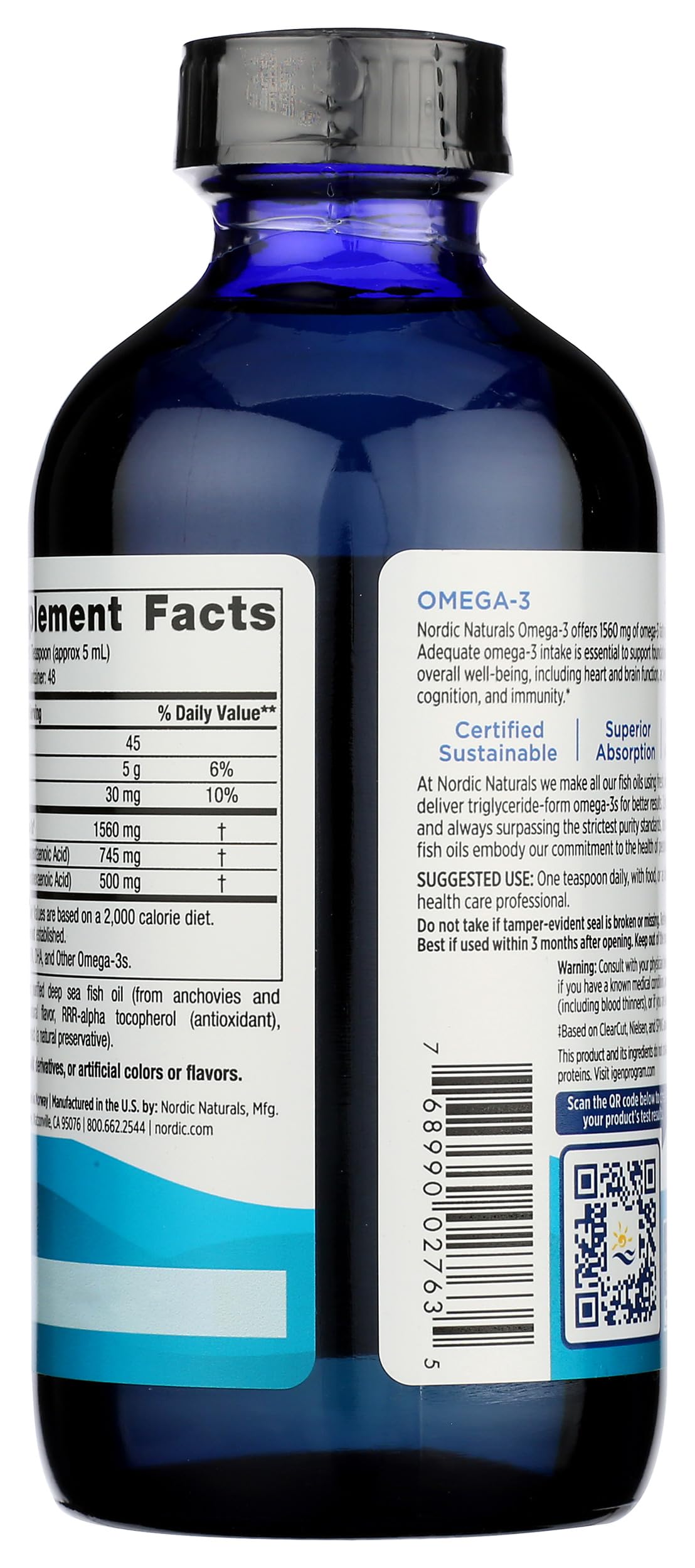 Omega-3, Purified Fish Oil, Lemon Flavor, 8 fl oz (237 ml) - Nordic Naturals