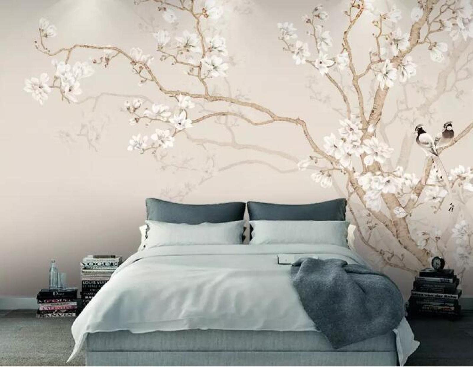 Tapeta ścienna vintage i kwitnące drzewa szer. 350 x wys. 254 cm mural ścienny 3D tapeta naklejki do salonu sypialni niesamoprzylepne