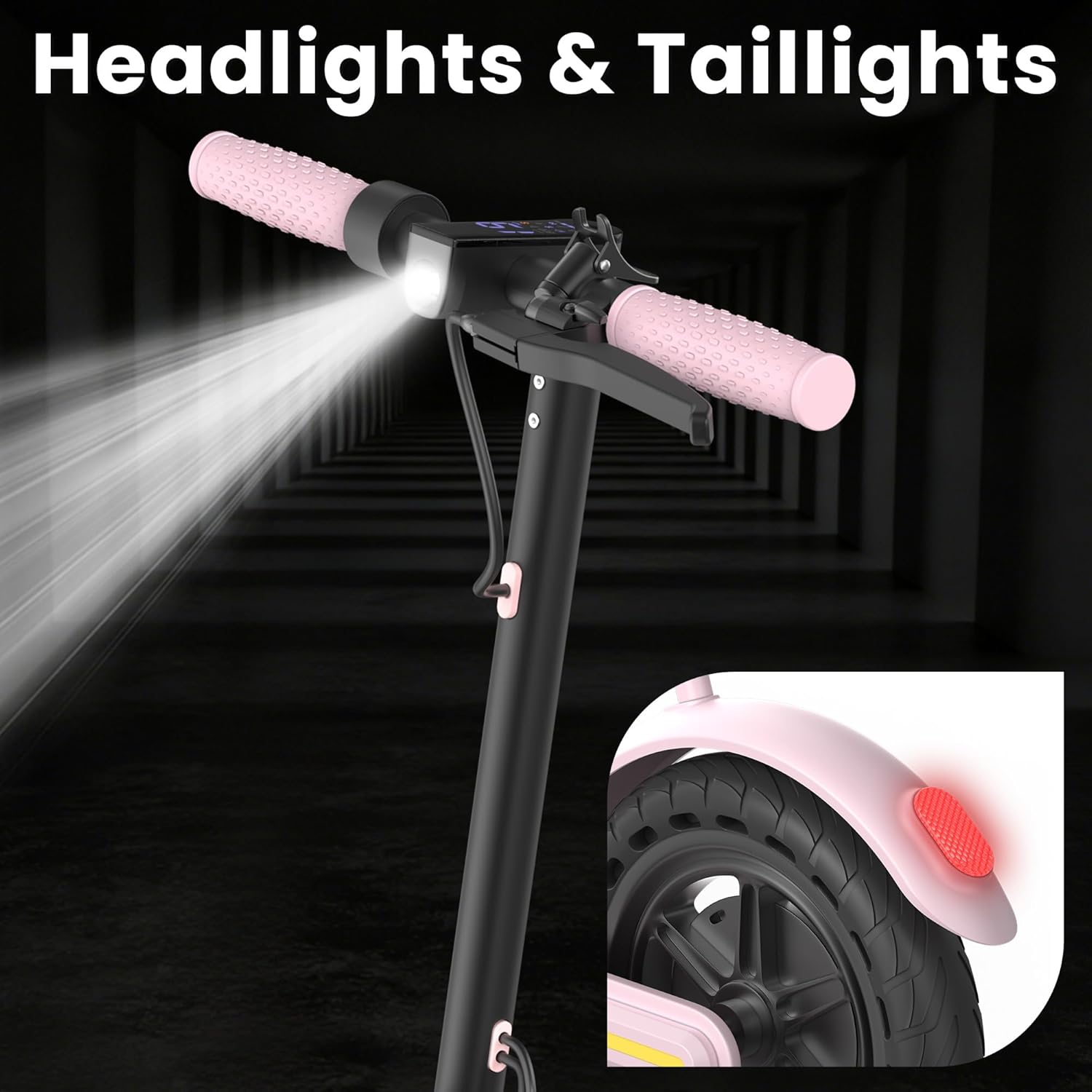 WERHY Foldable Electric Scooter for Kids, 350W Motor, Max 12Miles Long Range, 19 MPH Max Speed, 8.5" Solid Tire, Lightweight Foldable E-Scooter with Dual Braking, Digital Display, Cruise Control - Image 7