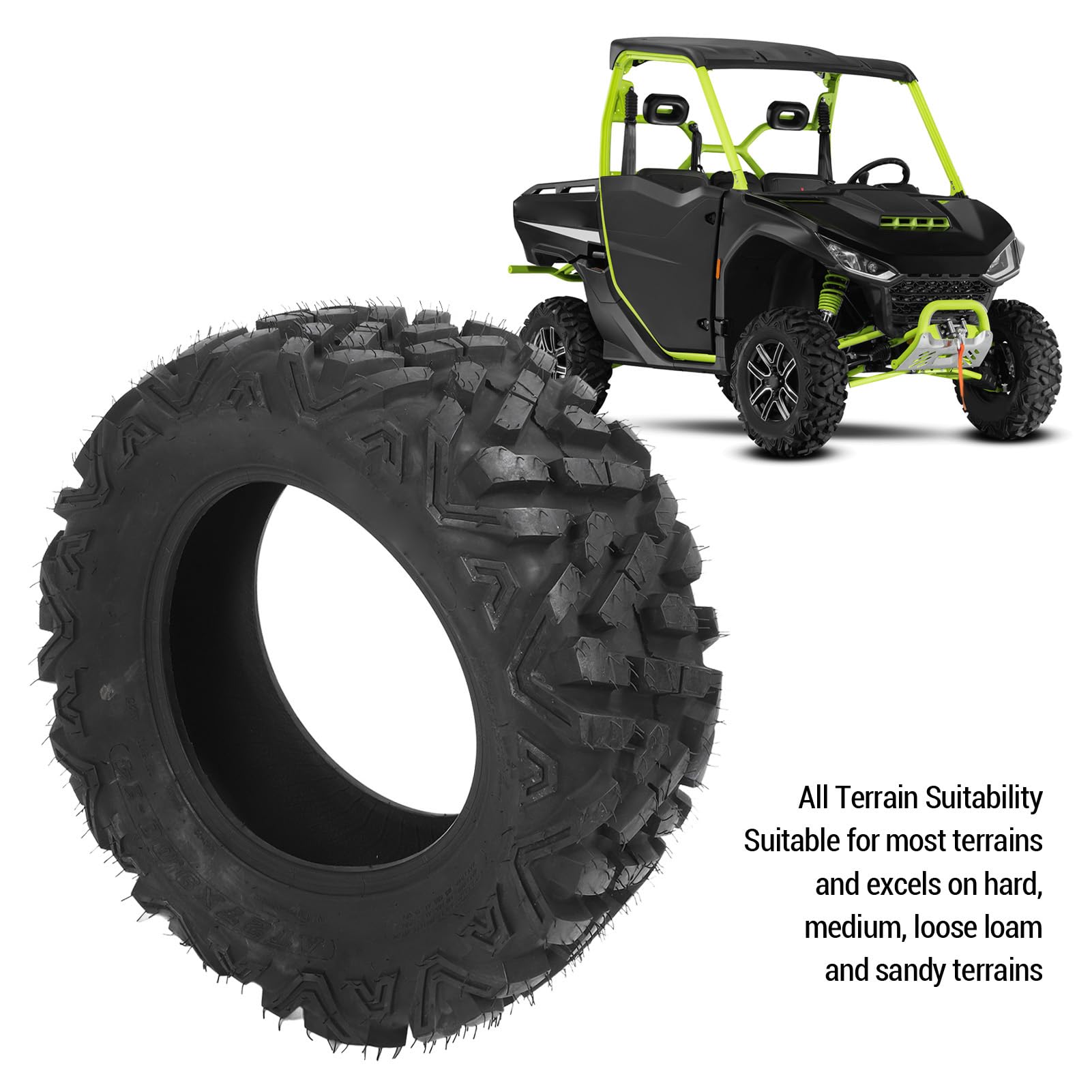 Luocute Neumático de Rueda ATV UTV 27x9-14, Neumático sin Cámara Todo Terreno Todoterreno de 6 Capas para Cortacésped ATV UTV SxS Cart Go Kart