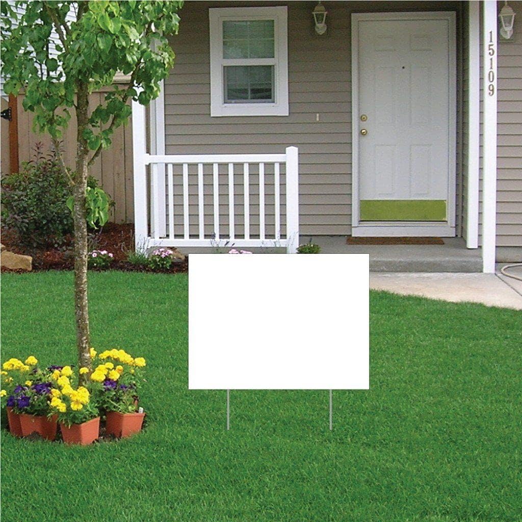 VictoryStore Yard Sign Outdoor Lawn Decorations, Corrugated Plastic 4 millimeters White Sign Blanks, Set of 50 36 inches x 24 inches
