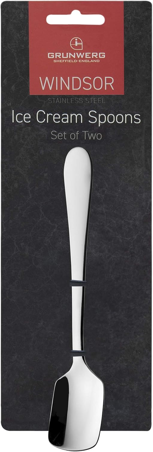 Grunwerg 2ICEWDR/C 2-Piece Ice Cream Spoon Set, Stainless Steel, Silver