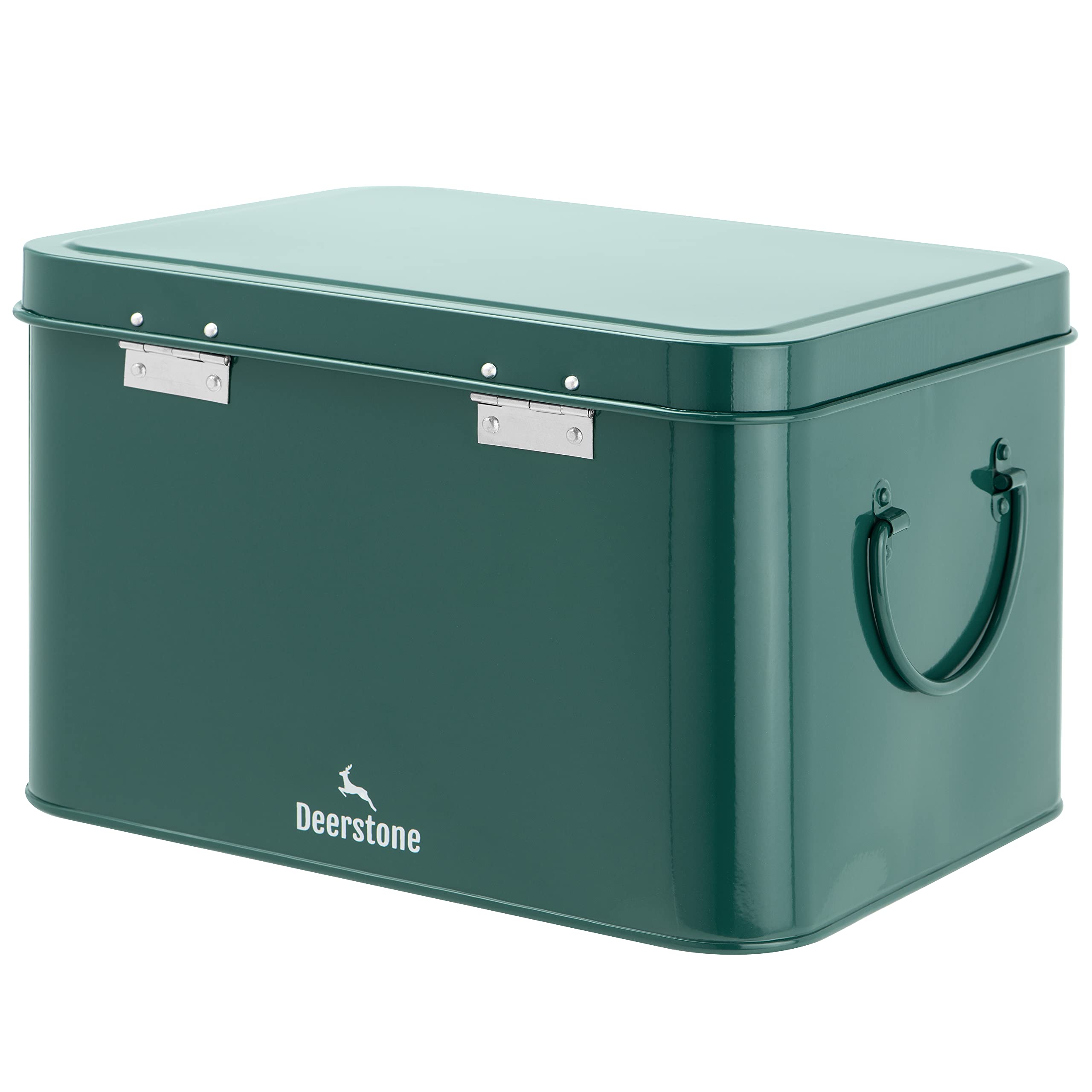 Deerstone Boîte de rangement pour paquets de graines avec intercalaires mensuels et 10 enveloppes de semences en métal pour jardiniers en acier avec revêtement en poudre Vert