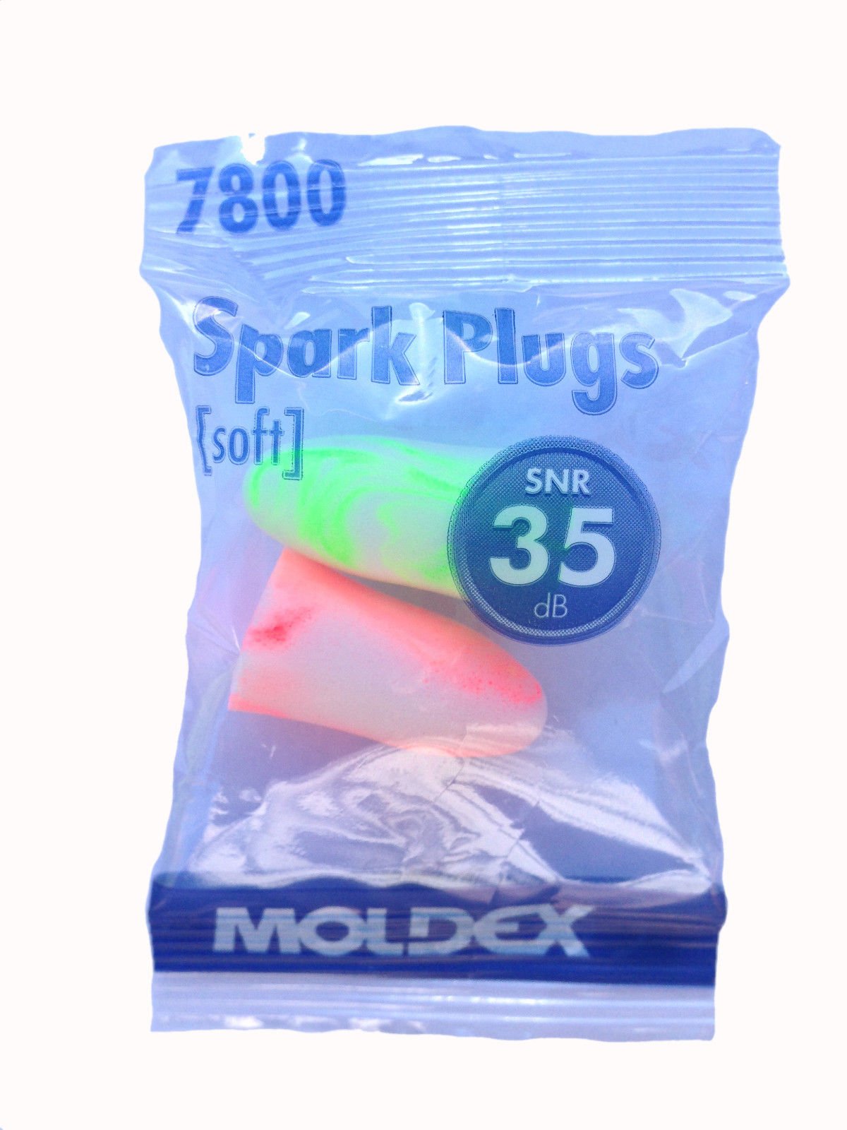 200 Paar Ohrstöpsel – Spark Plugs Soft (7800) von Moldex - Gehörschutz mit SNR 35dB - Paarweise hygienisch und praktisch verpackt