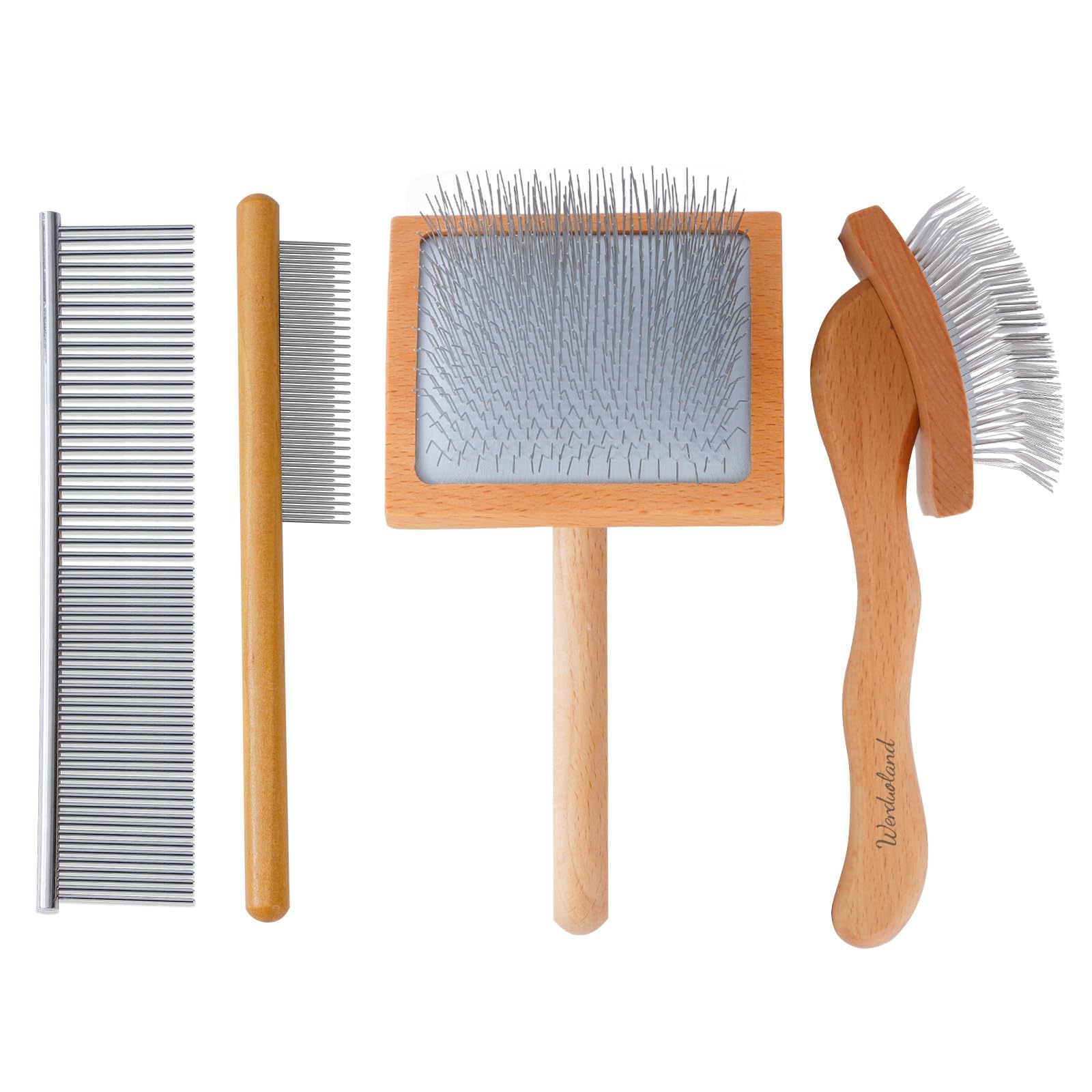 Hundezupfbürste für langhaarige Hunde, Doodle Brush für Hunde, große Zupfbürste für Goldendoodles mit ergonomischem Massivholzgriff, Lange Nadel, Fellpflegebürste für Hunde, Holz