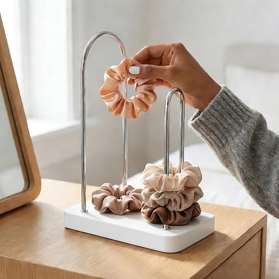 2-Pack 2-Tier Hair Tie Holder & Scrunchie Organizer (White)