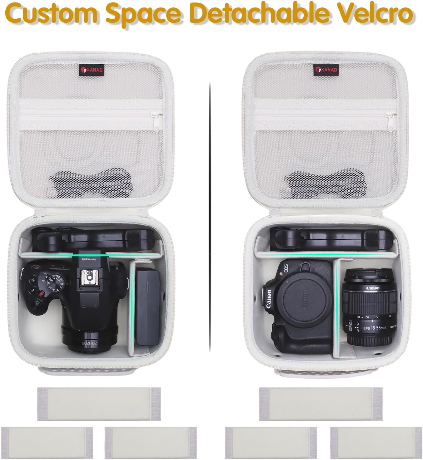 XANAD Hard Camera Case Bag Compatible with Canon EOS Rebel T7/ T100/ R50/ R50 V/RP/ R8/ R6 Mark II/ R7/ R10 DSLR Mirrorless Cameras, for Canon Sony Kodak Panasonic Nikon DSLR Mirrorless Camera, Cream - Image 3