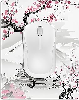 Cyanbone Small Mouse Pad Cute, Mini Mouse Pads for Wireless Mouse and Laptop, Travel Mousepads with Designs - Japanese Cherry Blossom/Sakura, Portable Mousepad with Non-slip Rubber Base - 5.5 x 7 Inch
