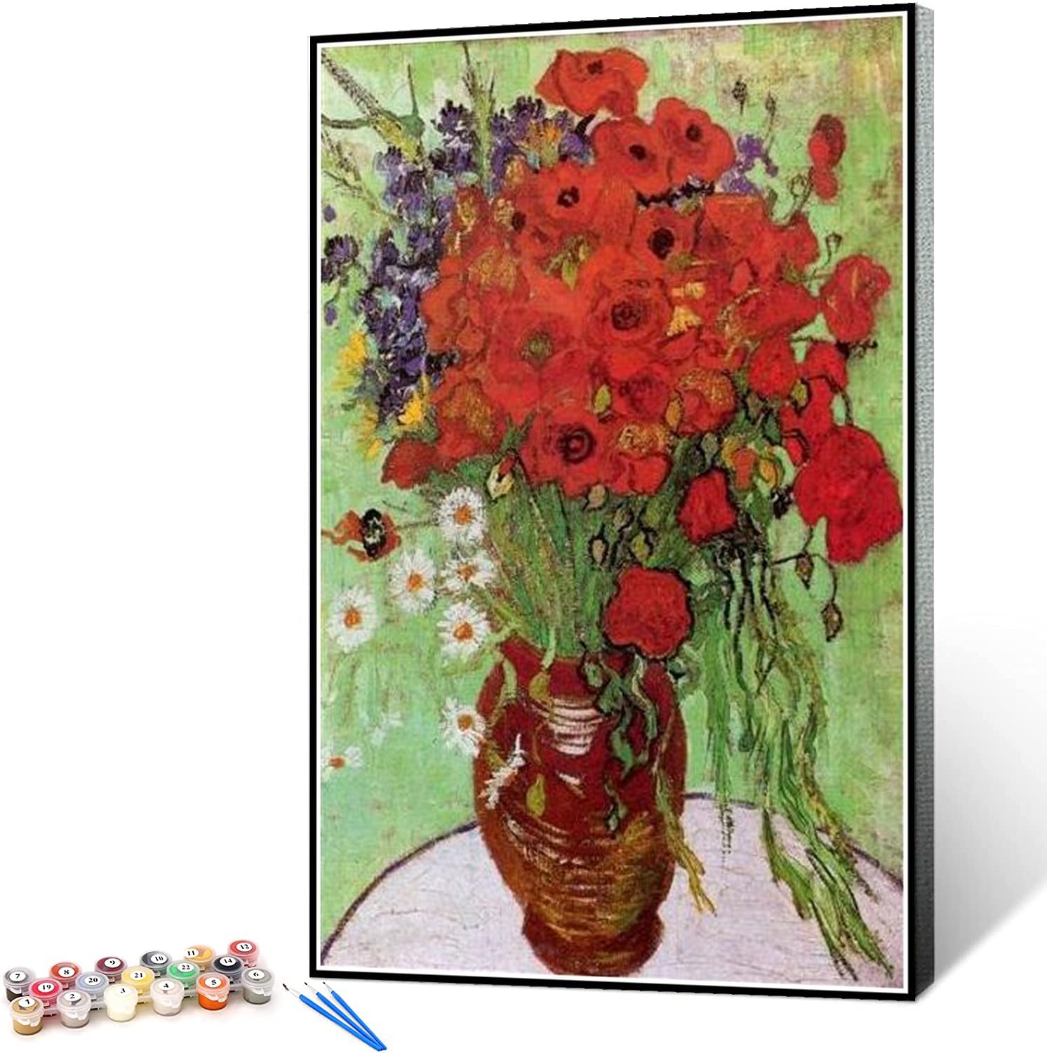 手書き油絵 ゴッホ 赤いヒナゲシとヒナギク 額付 絵画 インテリア 油彩画 Amazon.co.jp: 手書き油絵 ゴッホ 赤いヒナゲシとヒナギク 額付 絵画