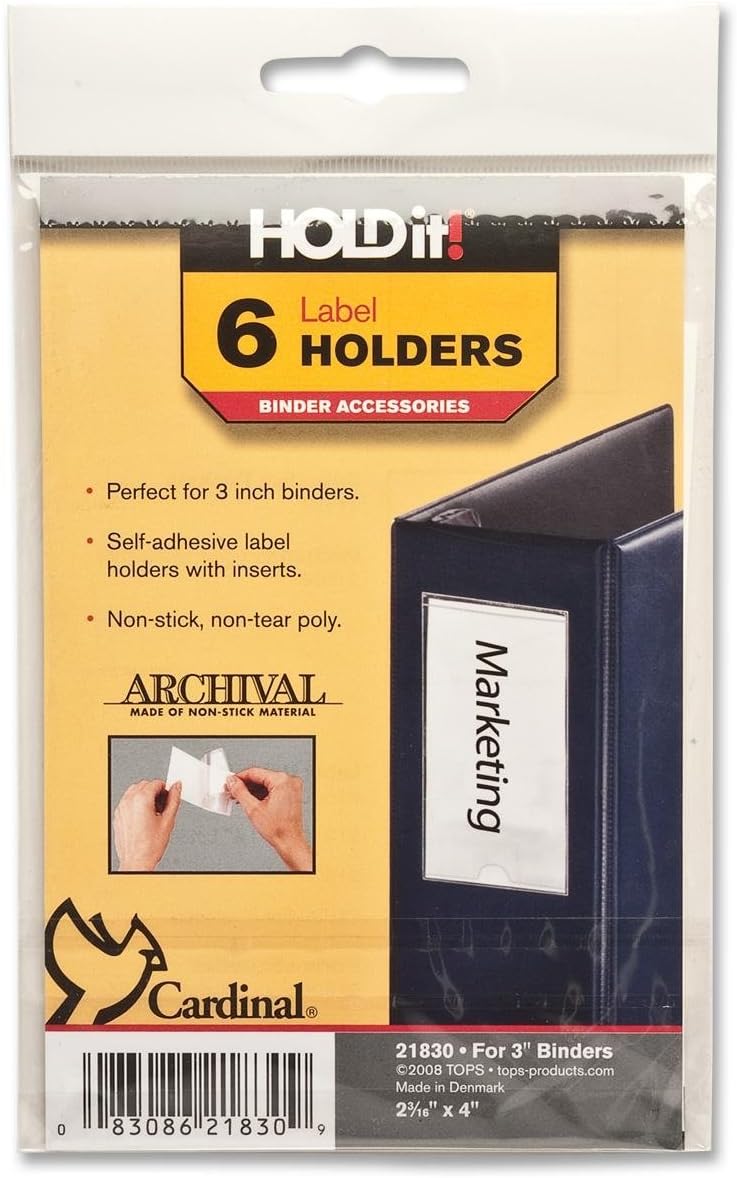 CLine SelfAdhesive Binder Label Holders, for 1"1 1/2