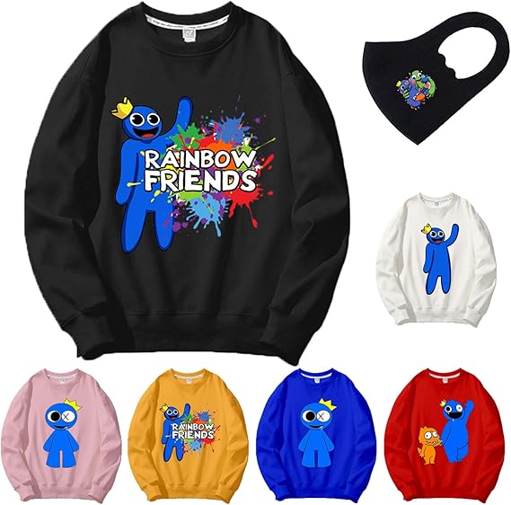 Amazon トレーナー レインボーフレンズ 子供服 長袖 Tシャツ 秋冬 スウェットシャツ ビッグシルエット オーバーサイズ カジュアル クルーネック トップス 怖いゲーム 暖かい 人気 面白い オシャレ 子供 快適 男女兼用 スウェット プルオーバー パーカ トレーナー