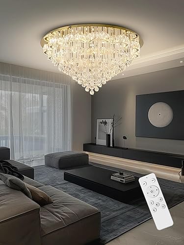 Miniatura 15 de Flashing God Candelabros de cristal cromado de 48 pulgadas para sala de estar y entrada, lámpara de techo moderna de cristal con flores para