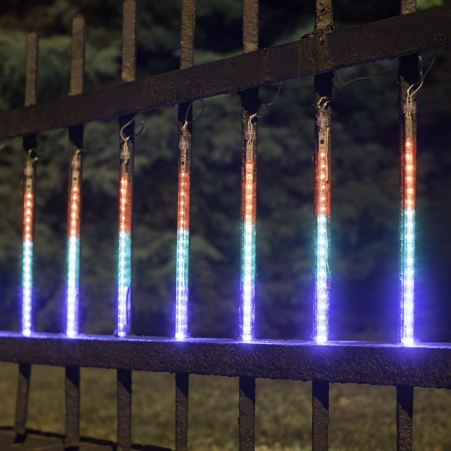 LumaBase Solar Powered LED Meteor Lights with 8 Multicolor Light Tubes