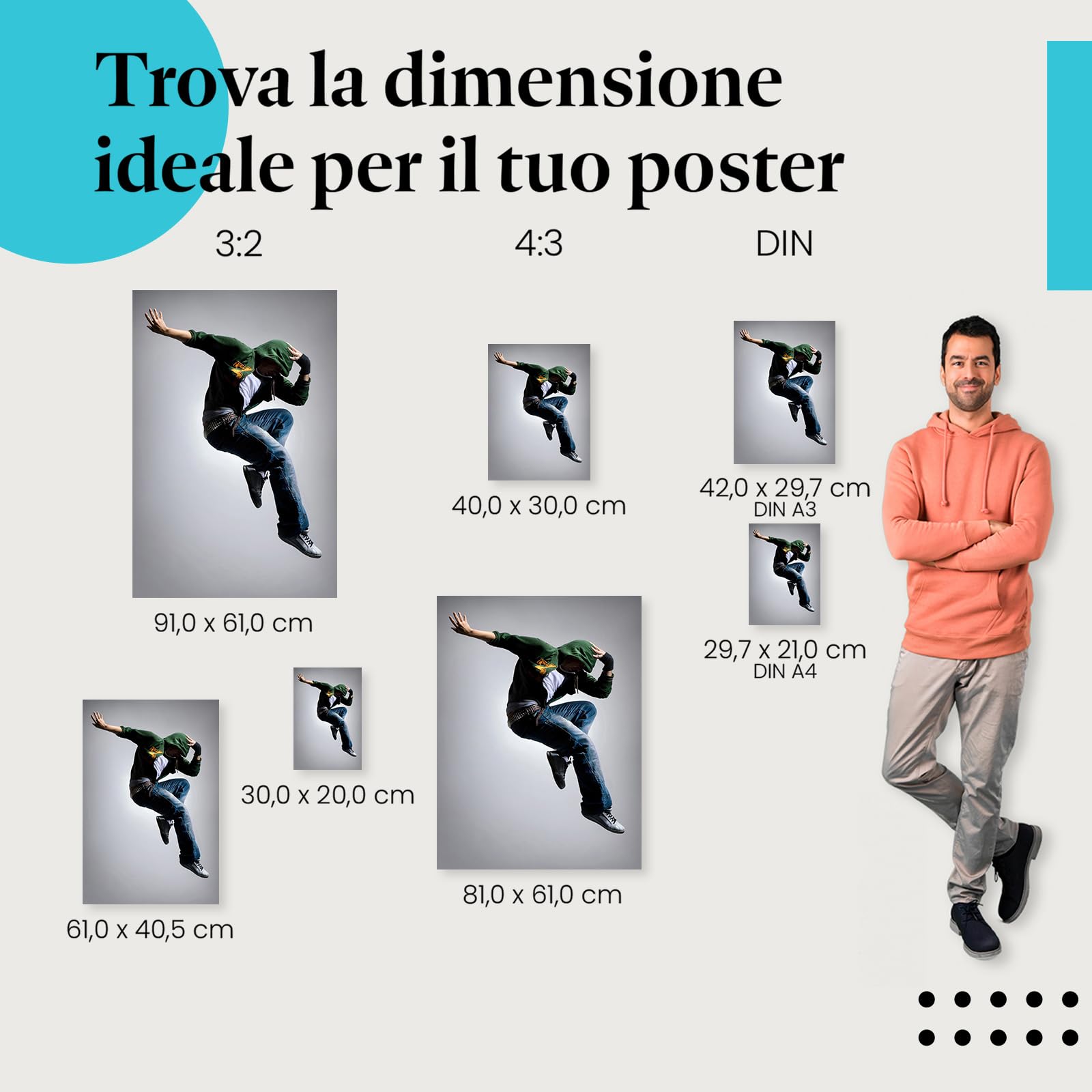 Postereck - 0794 - Hip hop, uomo ballerino salto street dance musica - Decorazione da Parete, Stampa Artistica, Arredamento Interni, Stampa Fotografica - Tela - 100,0 cm x 75,0 cm