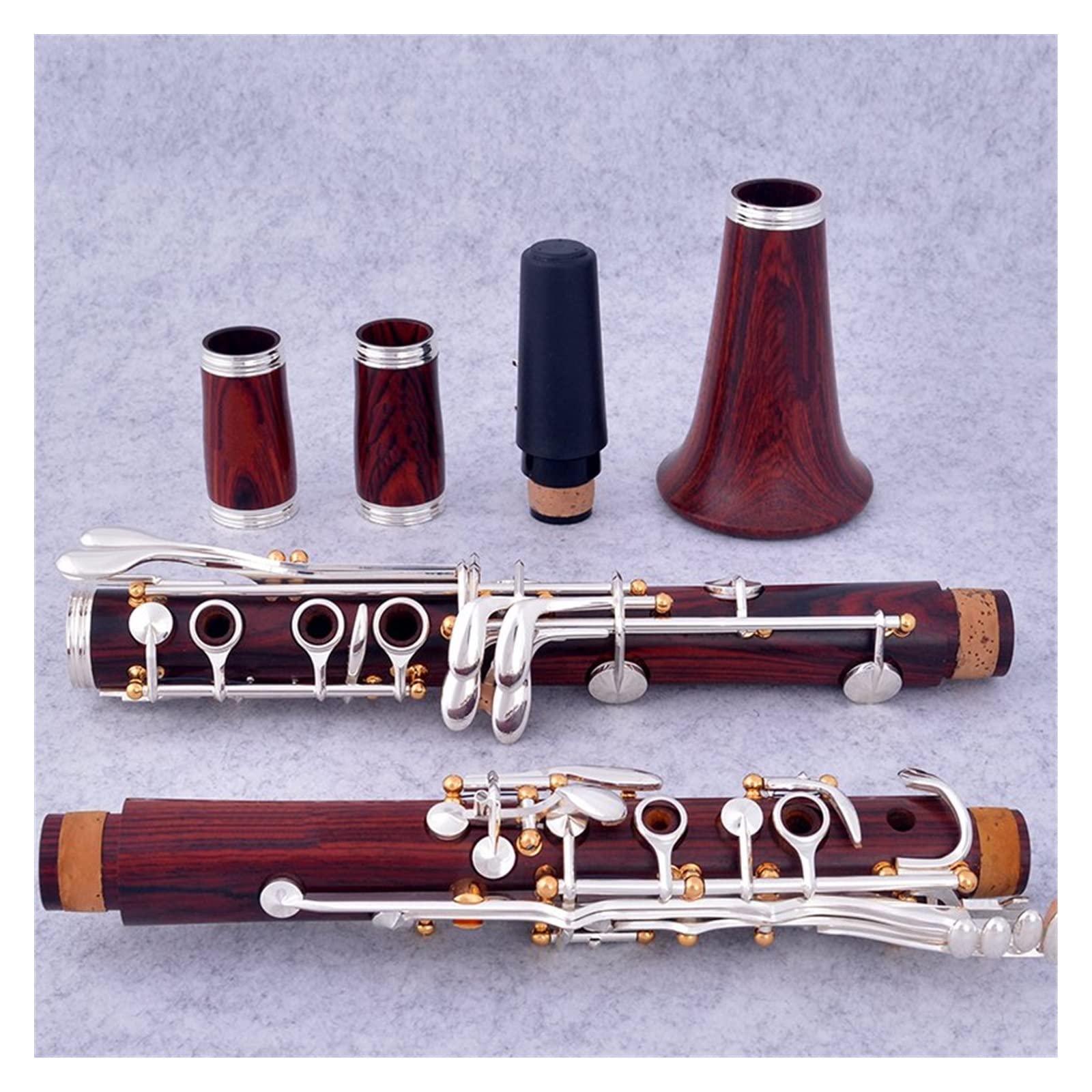 Clarinete Cocobolo Profesional A-Tone 17 Teclas Clarinete Plateado