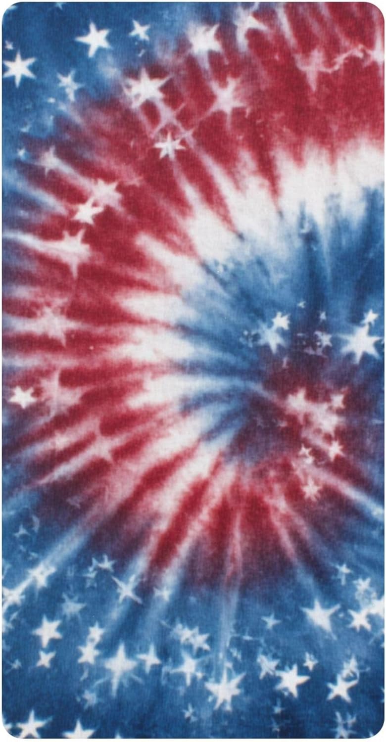 July 4th Star Tie-dye Crib Sheets Soft Breathable Fitted Cotton Baby Crib Sheets Mattress Cover for Girl Boy, 52" x 28" x 9"