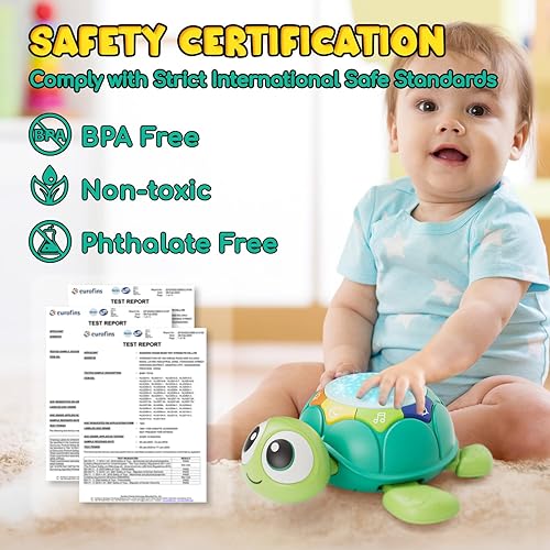 Miniatura 6 de Juguetes para bebés de 6 a 12 meses, juguetes de tortuga para gatear con luz y sonido, juguetes musicales para niños y niñas de 9 a 12 meses,