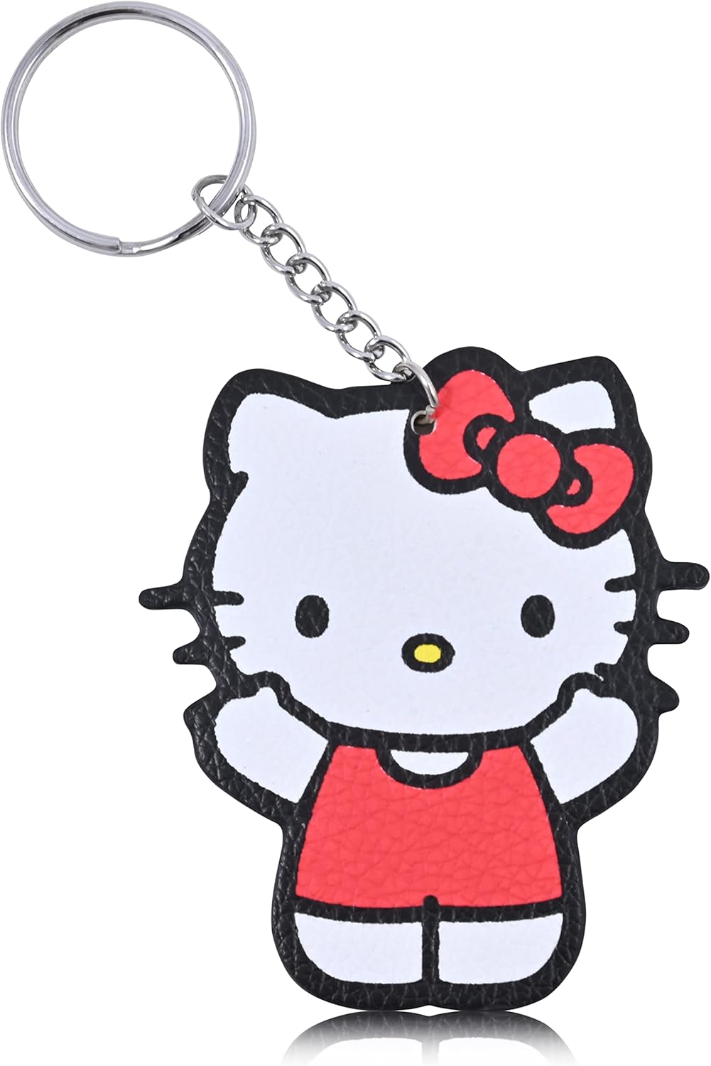 Fast Forward Sanrio Hello Kitty Backpack for Women, Large Faux Leather Bookbag Double Strap Shoulder Bag with 3D Design and Keychain (White-Red)