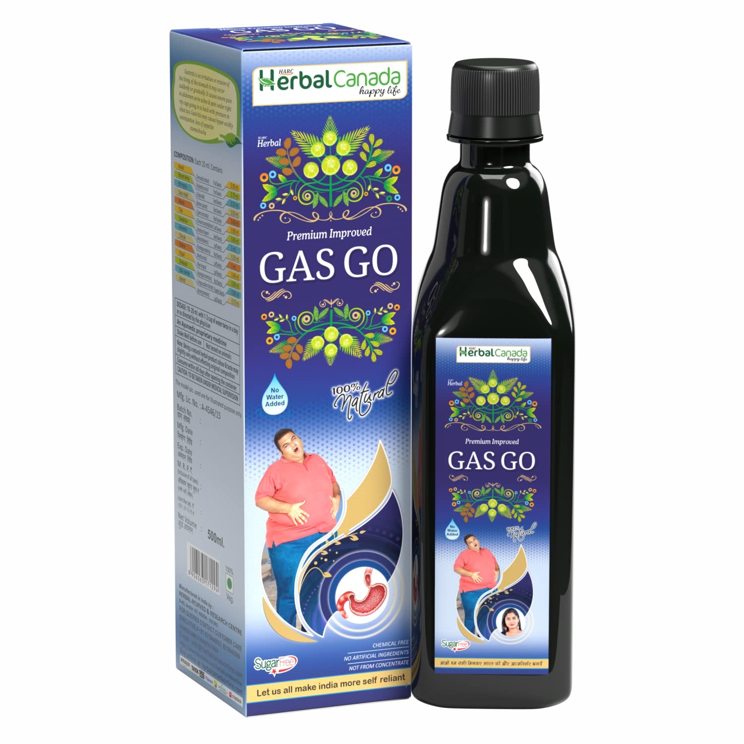 Herbal Canada Gas Go Syrup Juice Ayurvedic Tonic for Digestion, Acidity, Constipation and Gas Relief, Helps Improve Digestive Immunity, 500ml (Pack of 3) (B0B19TP1BM) Amazon Price History, Amazon Price Tracker