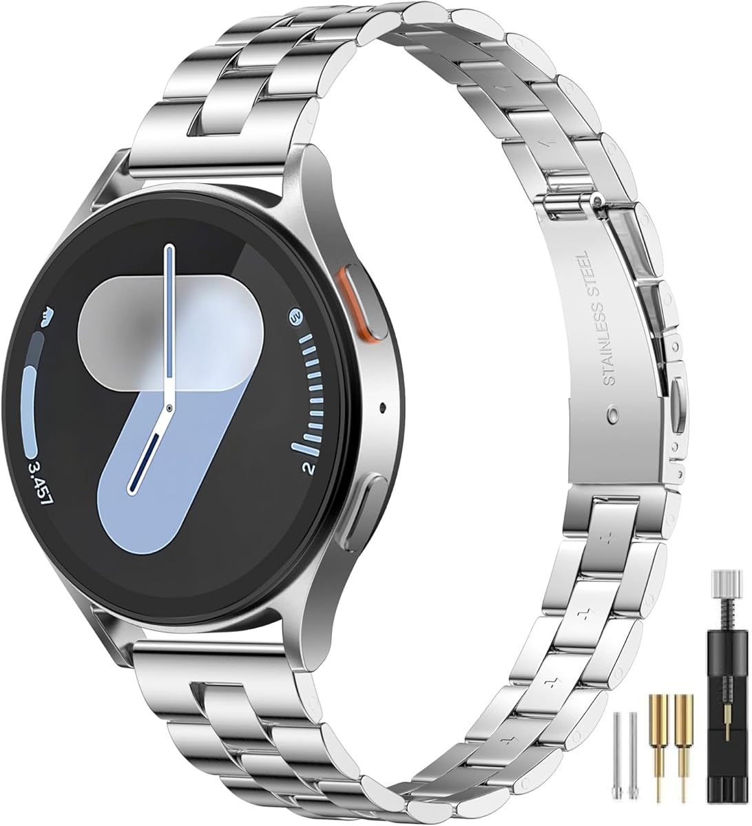 Slim Metal Compatible with Samsung Galaxy Watch 7 band, 20mm Stainless Steel Strap for Galaxy Watch Bands 40mm 44mm Women, Dressy Thin Chain Bands for Galaxy Watch FE/ 6/5/ 4/ Active 2