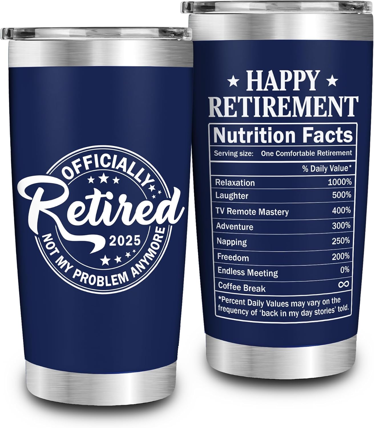 Retirement Gifts for Men 2025 - Retired Not My Problem Anymore - Retirement Tumbler for Him, Father, Husband - Retired Gifts for Men, Navy Tumbler 20 Oz, Fathers Day, Christmas Gift