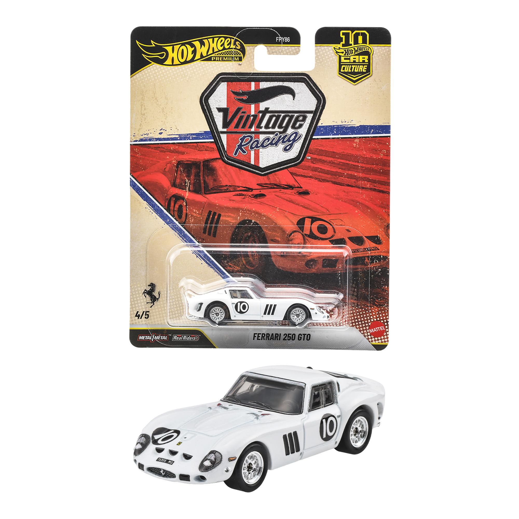 ホットウィール(Hot Wheels) カーカルチャー ヴィンテージレーシング フェラーリ 250 GTO ミニカー 3歳から JKF25 | Real Riders™タイヤ・Metal/Metal™仕様・1:64スケール・ヴィンテージレーシングシリーズ・世界屈指の名車フェラーリ 250 GTOを再現