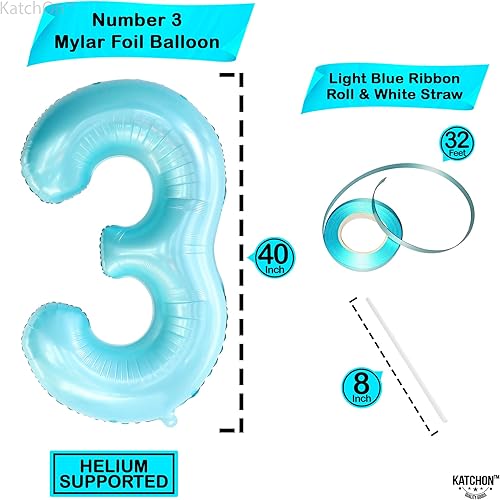 Miniatura 4 de Juego de tres globos Rex grandes, de 35 pulgadas, globos de dinosaurio, 40 pulgadas, globo azul número 3, globo de dinosaurio 3D de pie,