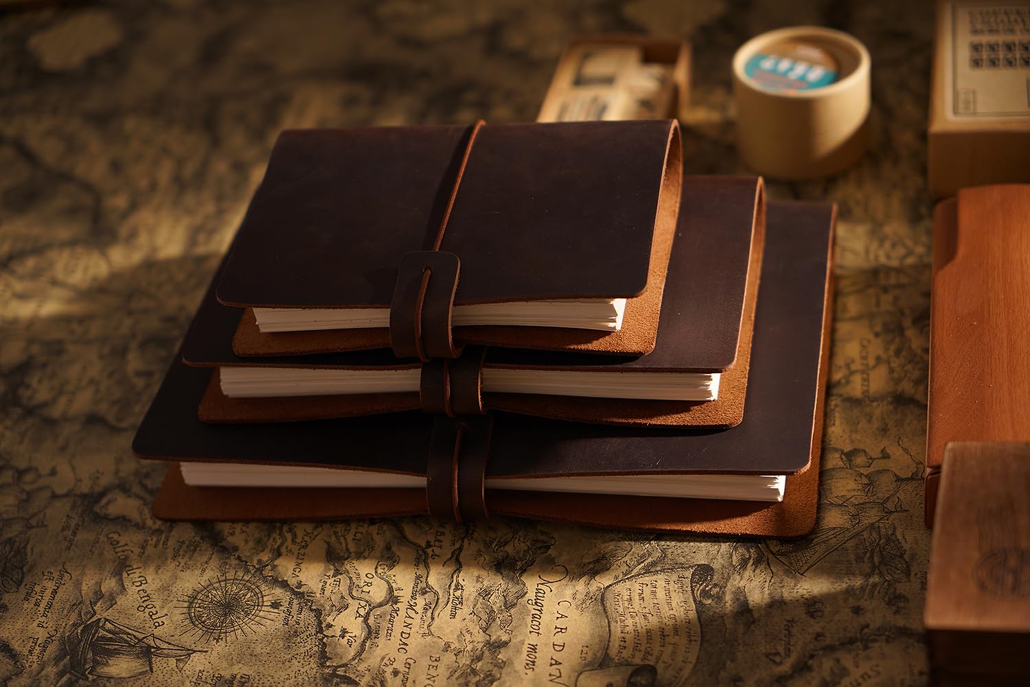 Cuaderno de cuero A5 para hombre, cubierta de diario de 6 anillos con correa, organizador recargable, papel de inserción, cuaderno de viaje, regalo, marrón oscuro