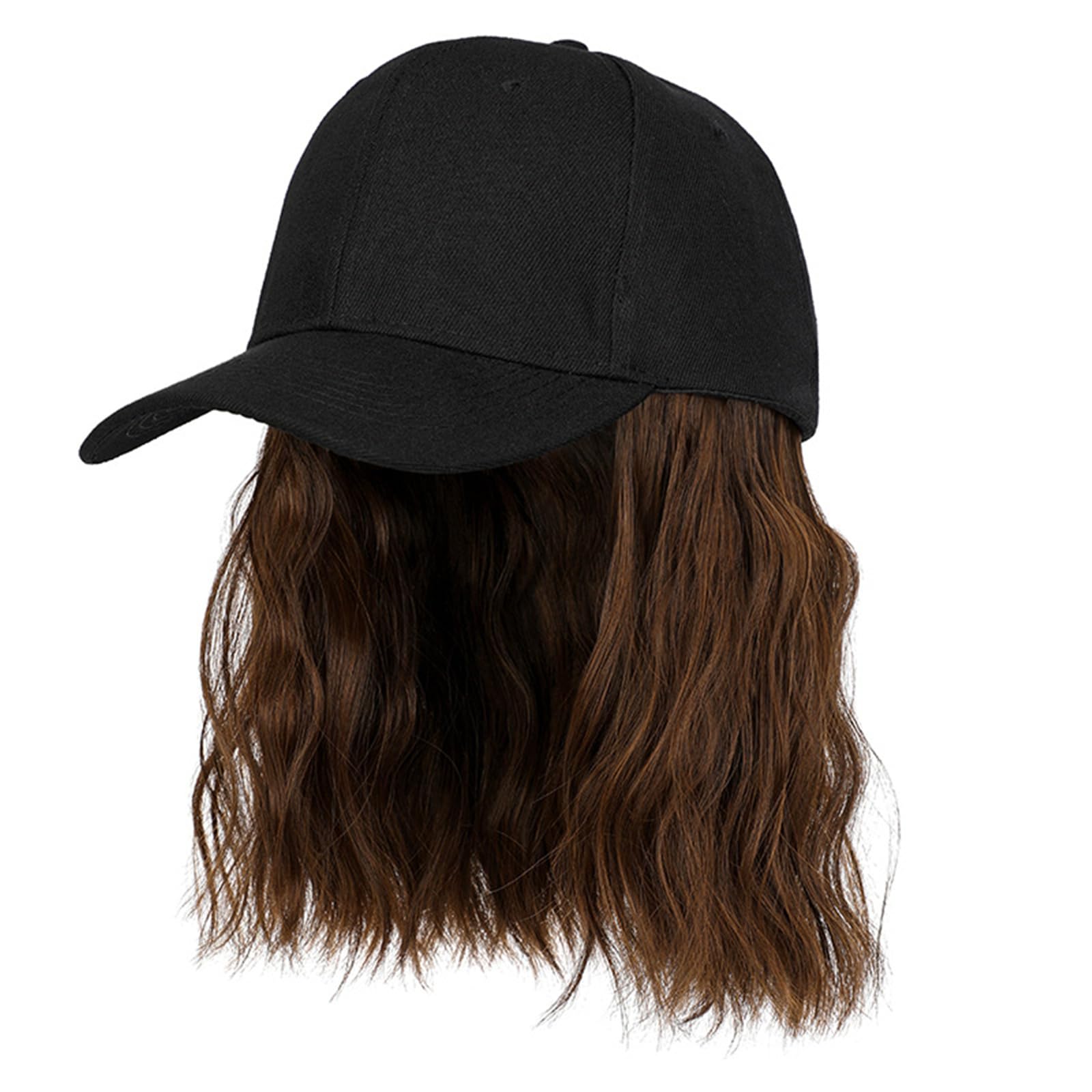 Laruisee Men's Light Brown Wo's Baseball Cap With Detachable Short Curly Hair Wig - Natural And Soft Bob Wig For Wo