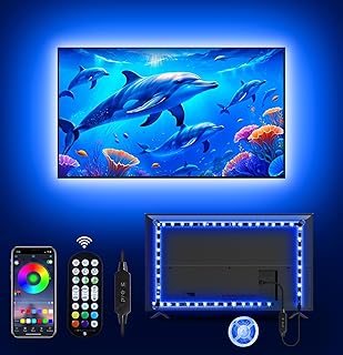 MATICOD LED Lights for TV, 13.1ft TV Lights for 45-60in, Music Sync Color Changing Tv Backlight with Bluetooth Smart App Remote Control, USB Powered RGB 5050 RGB Strip Light for Xmas Decor