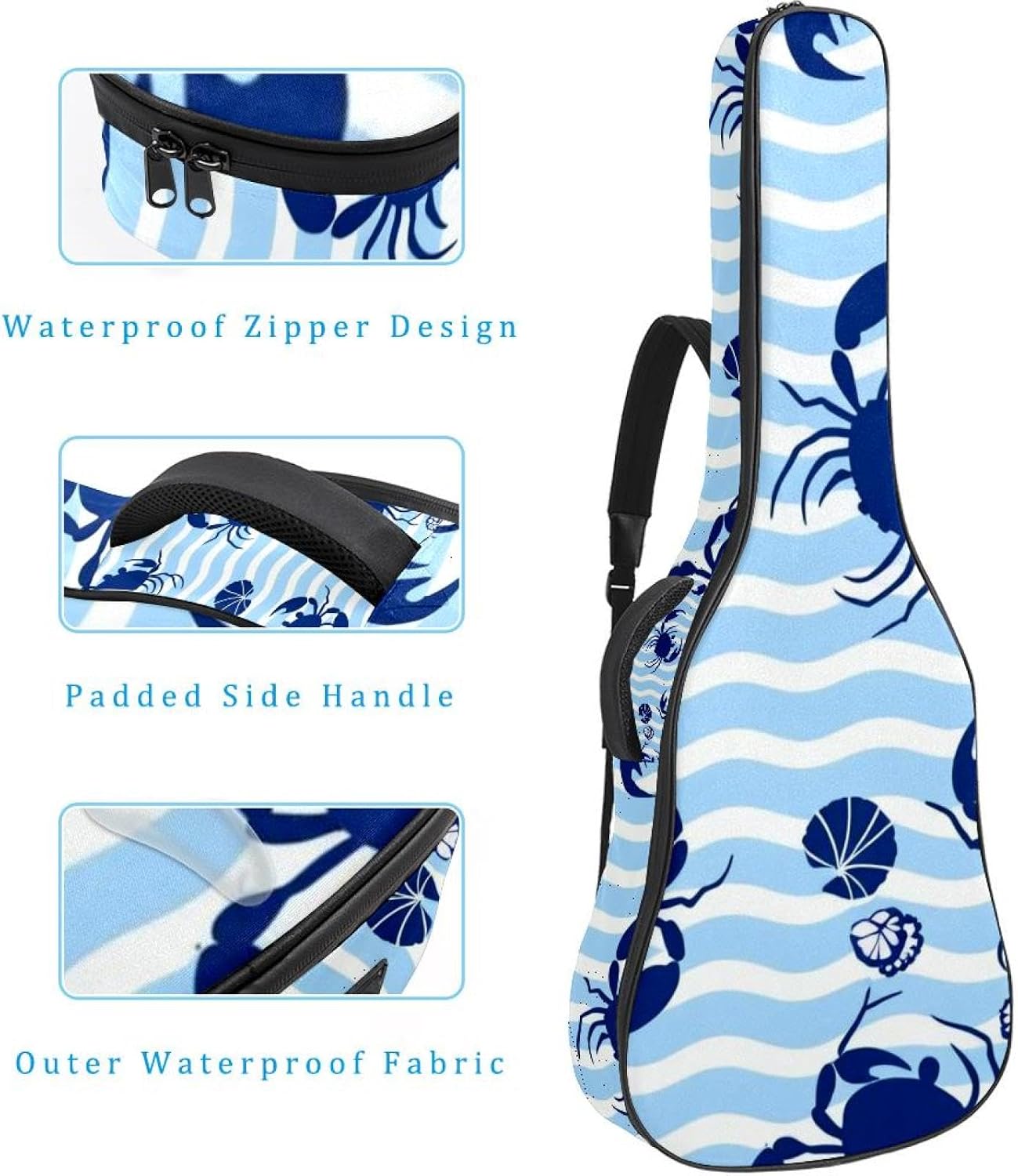 Cute Animals Guitar Bag 40 41 42 In 2 Pockets Guitar Case Waterproof Guitar Case Resistent Oxford Cloth 0.4 In Extra Thick Sponge Padded for Acoustic Guitar
