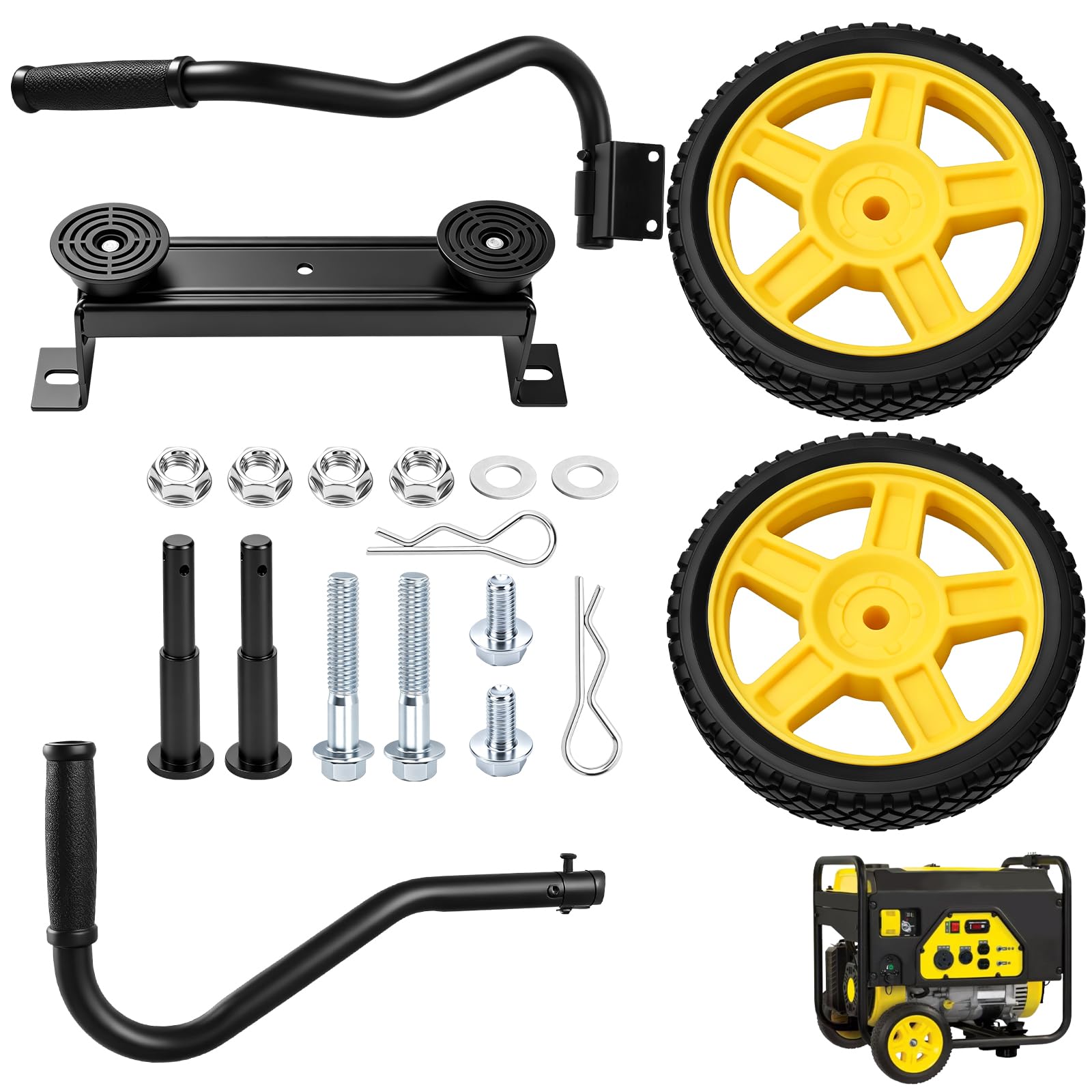 KitchenKipper 40065 - Kit de rueda generadora compatible con Champion | Para generadores Champion de 2800-4750 vatios con mango plegable y neumáticos nunca planos