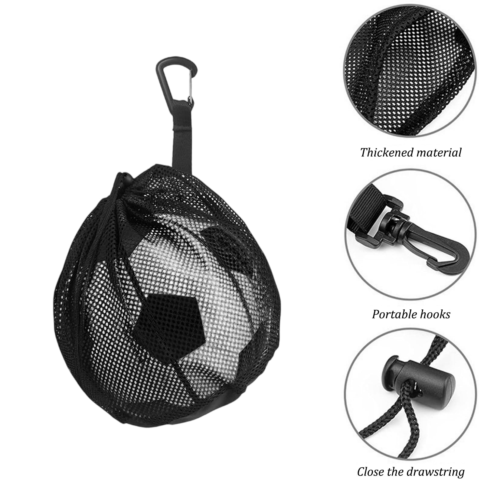 Lot de 2 Sacs à Ballon en Maille Filet, Filet à Ballons Léger et Pliable, Sac à Ballons de Basket-Ball avec Cordon de Serrage, Sac à Dos Filet à Ballons pour Football Volleyball Tennis