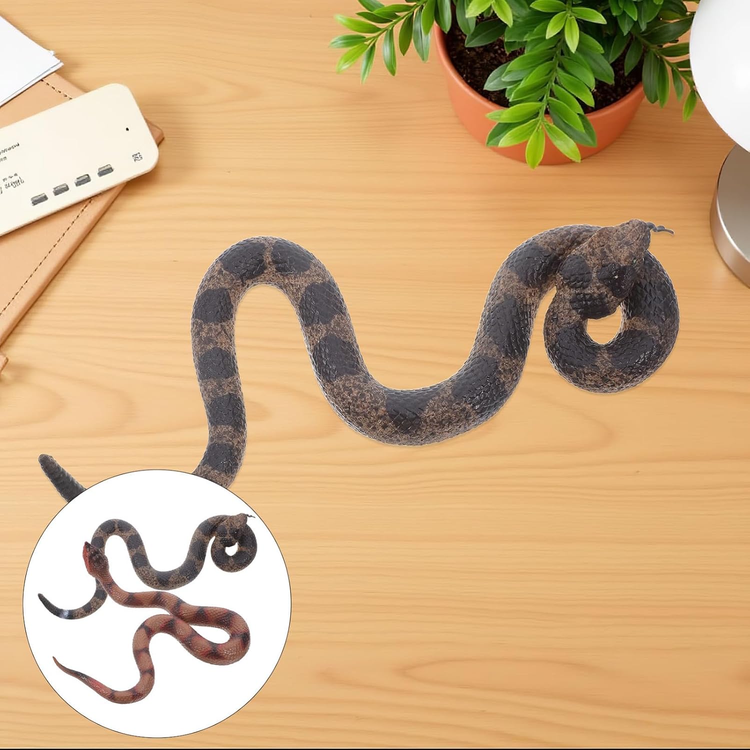 TOYANDONA 2pcs Rubber Snakes Realistic - Lifelike Plastic Snakes Fake Rattlesnake for Halloween Decorations Prank Props