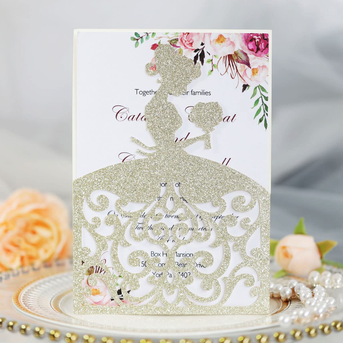 Cartes d'invitations de mariage robe de mariée pour fête de fiançailles