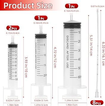 Baby Bird Feeding Syringes, Parrot Hand Syringe Feeder with Soft Tubes, Syringes with 5.94 Tube for Cat Dog Small Animals, Plastic Syringe for Milk Water Liquid Food, Reusable(10ml+10ml+20ml+60ml)