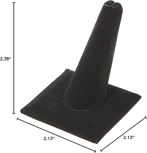 Vista 3 de Plymor Black Velvet Ring Finger Display, Single on Square Base, 2.125" W x 2.125" D x 2.375" H