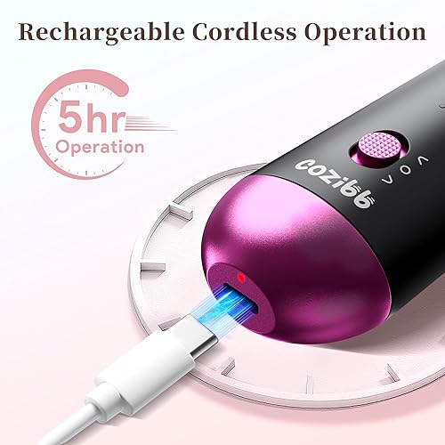 Miniatura 3 de Taladro de uñas eléctrico, lima de uñas eléctrica inalámbrica 8 en 1 con luz LED, kit de manicura y pedicura recargable de 5 velocidades,