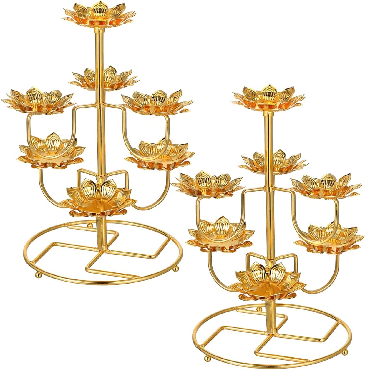 Abaodam Lotus Candle Holder Buddhist Lamp Base Metal Candleholders for Tea Lights Decorative Candle Base for Temple Home Decor Meditation Space 2 Pcs