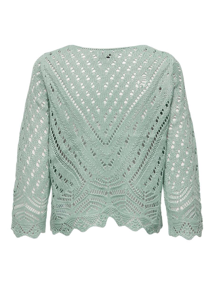 JDY Jdynew Sun 3/4 Cropped Pullover Knt Noos Camisa Crochet con Cuello en V Mujer (Pack de 1)