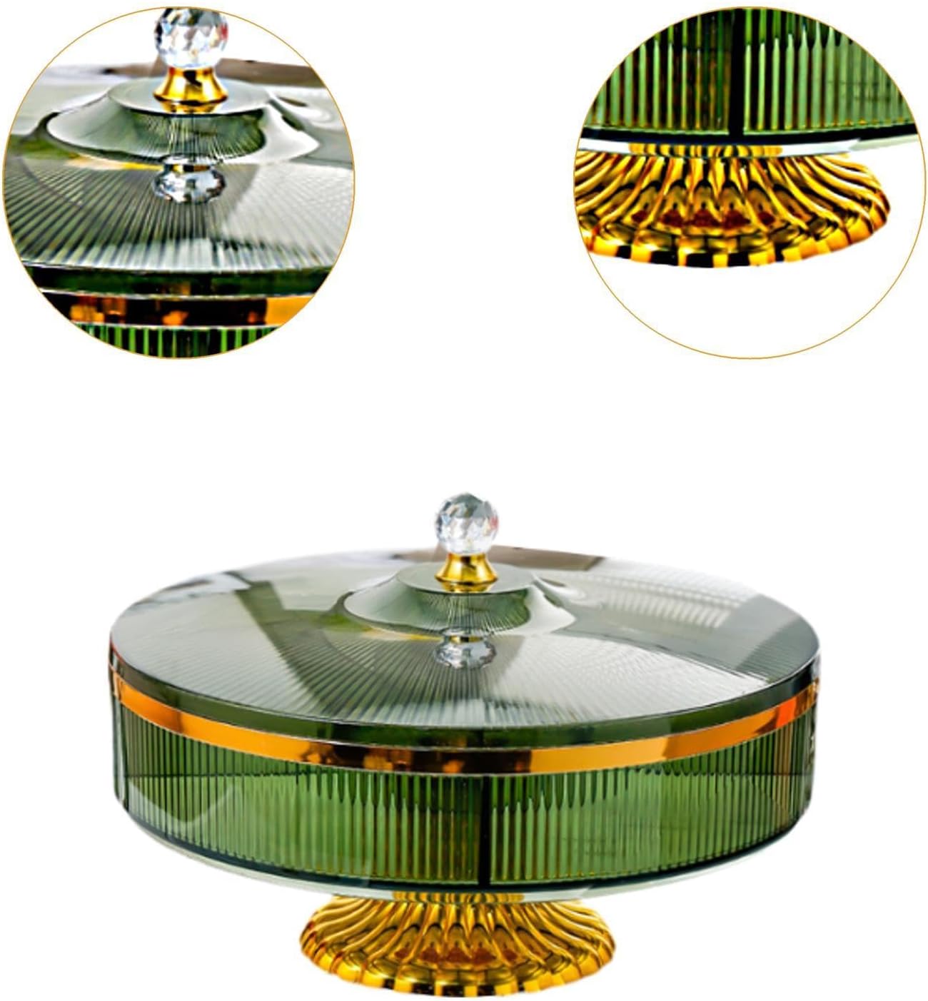 Dessert Plate with Foot, Pastry Display for Fruit, Multipurpose Storage Box for Nuts and Snacks, Cake Tray, Cocktails, Cupcakes, Candy, Green