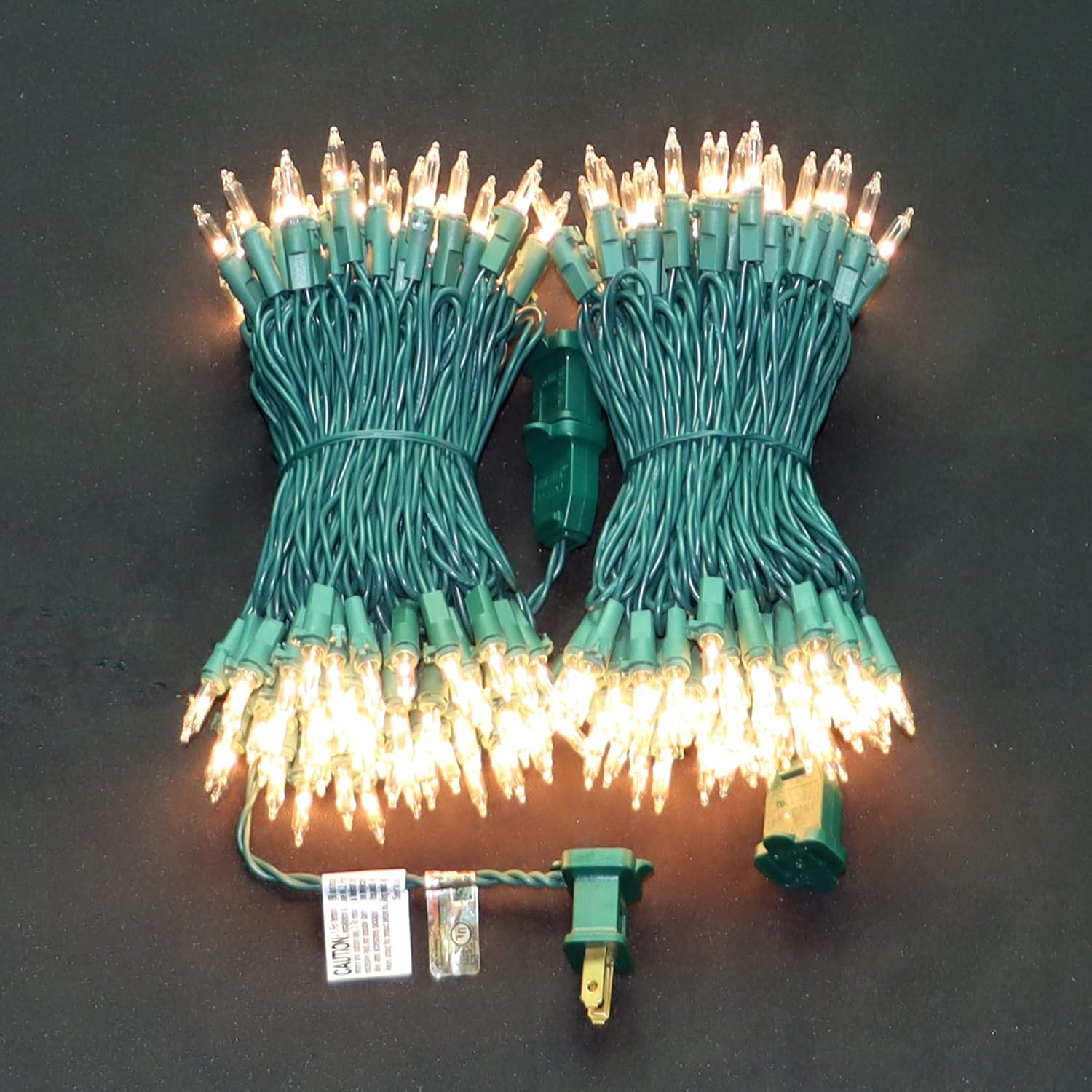 200 Clear Christmas Lights, 66 FT Green Wire String Lights, Pack 2