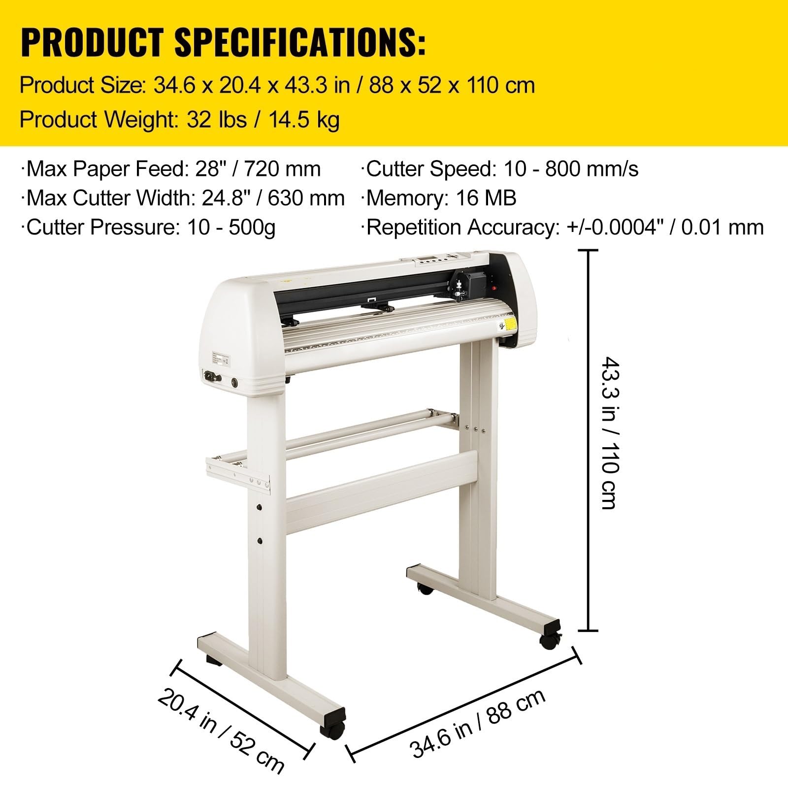 Plotter cortador de vinilo, máquina cortadora de letreros con 20 cuchillas, Software LCD Signmaster, puerto USB, 2 rodillos de presión Mejorar la eficiencia