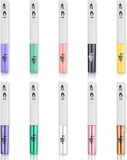 Elitty 10/10 Pop Colour Waterproof Liquid Eyeliner Combo (Pack of 10) | Matte Shades (Purple, Peach, Cyan Green, Yellow, B...