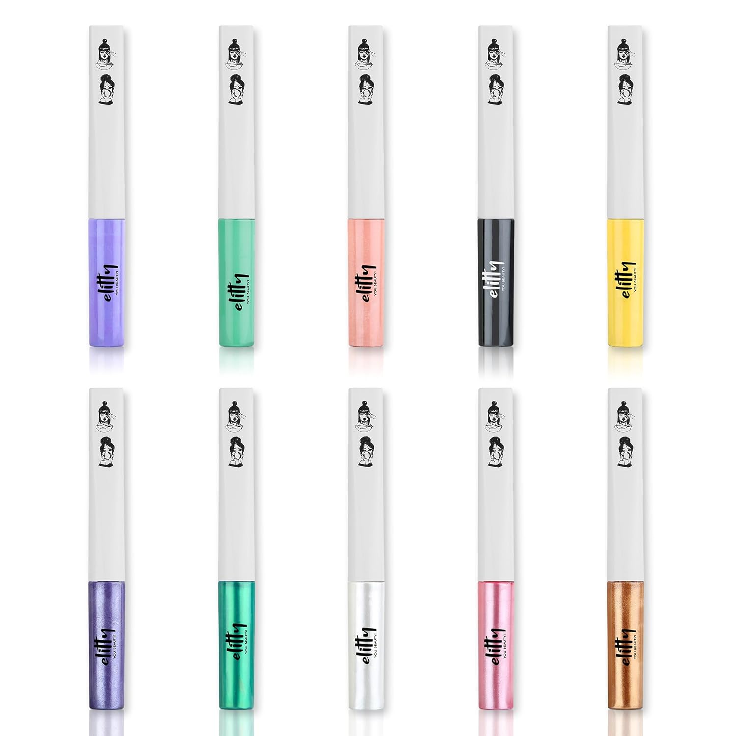 Elitty 10/10 Pop Colour Waterproof Liquid Eyeliner Combo (Pack of 10) | Matte Shades (Purple, Peach, Cyan Green, Yellow, B... - Review, Price and Buying Guide